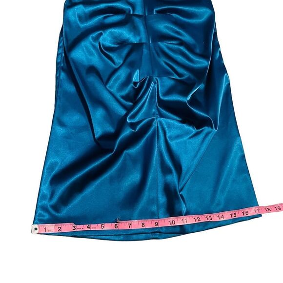 Jump Apparel by Wendye Chaitin Teal Satin Rhinestone Strapless Dress - 11/12 - Picture 14 of 16